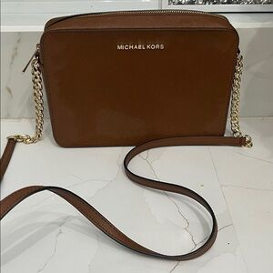 Michael Kors Tan Crossbody Bag with Gold Chain